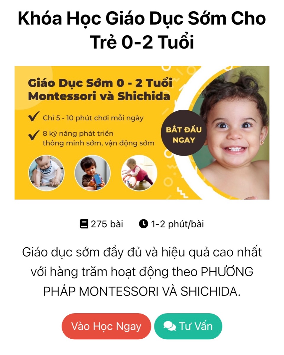 275 BÀI TẬP VẬN ĐỘNG THEO TỪNG THÁNG TUỔI CHO BÉ TỪ SƠ SINH

Nhiều mẹ thắc mắc “con em mới 1 tháng có chơi được không ạ?”. Ngay từ khi mới sinh ra, bài học vận động đầu tiên bố mẹ có thể áp dụng cho con là Tummy Time, còn gọi là nằm sấp, nằm bằng bụng. Hoạt động này giúp con cứng cáp và kích thích tiêu hoá, giúp ăn ngon, ngủ tốt… Ở tháng đầu, con chưa thể tự mình lật, bố mẹ hãy giúp con theo hướng dẫn tại đây nhé https://mamibabi.com.vn/coursev2/learn?id=37

Khoá học vận động sớm 0-2 tuổi của Mamibabi đã thiết kế sẵn 275 bài học cho bé theo từng tháng tuổi. Mỗi bài dài 1-2 phút, giúp bố mẹ biết cách tương tác với con mỗi ngày mà không cần nghĩ xem “hôm nay chơi gì”. Bố mẹ có thể xem ngay tại đây https://mamibabi.com.vn/coursev2/2/khoa-hoc-giao-duc-som-cho-tre-0-2-tuoi

Chỉ với một tài khoản VIP Mom, bố mẹ có thể xem tất cả các nội dung trên cùng với 56 khoá học về mang thai và nuôi con tại đây https://mamibabi.com.vn/khoa-hoc